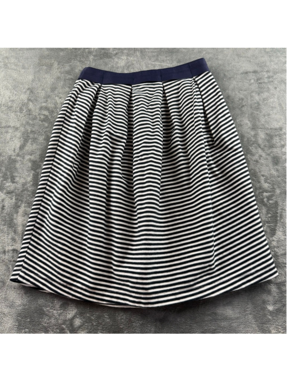 Yoshi Kondo Skirt Women S Pleated A-Line Japan Quiet Luxury Nautical Stripe Navy - Picture 2 of 10